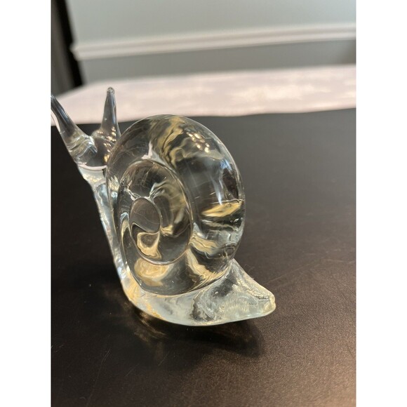 Lot of 2 Art Glass Clear Figurine Paperweight Snail & Seal Sea Lion - Picture 12 of 12